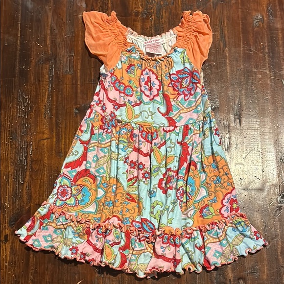 BABY NAY GIRLS DRESS DRESSES SUMMER CASUAL FLORAL PINK FALL RED ORANGE SIZE 4T - Picture 1 of 3